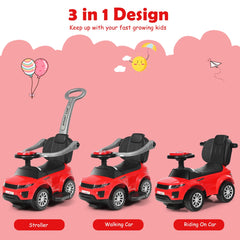 3 in 1 Ride on Push Car Stroller Sliding Walking Car-Red
