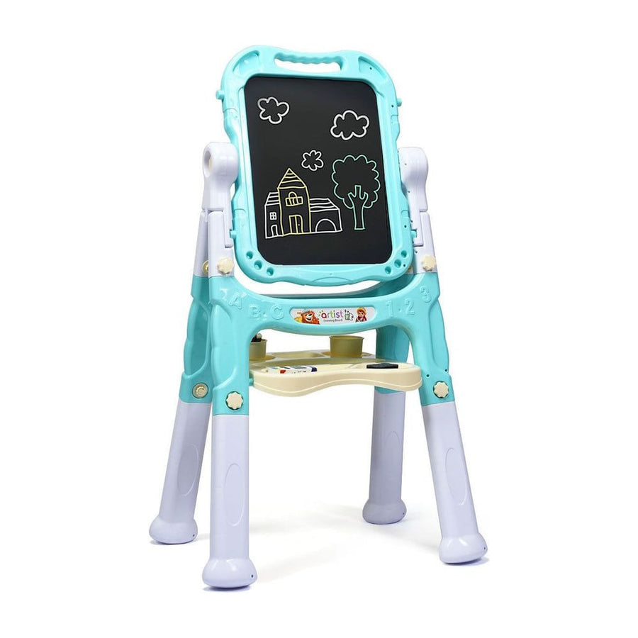 Kid's Double Sided Boards Easel Magnetic Painting Art-Green