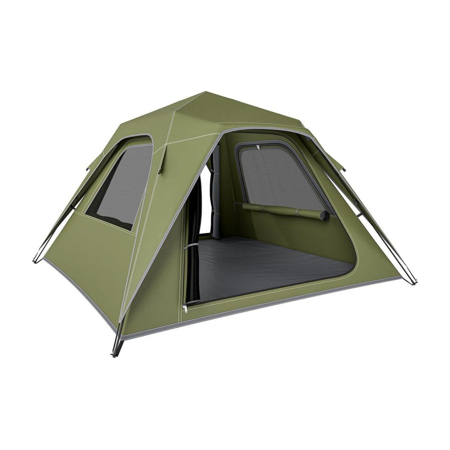 Outsunny Pop Up Tent 3000mm Waterproof Camping Tents with Mesh Windows 3-4 People Green