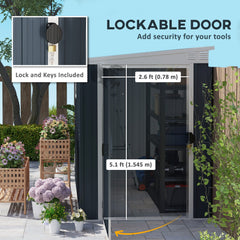 Outsunny 7.6 x 4ft Garden Metal Shed, Outdoor Storage Shed with Window, 2 Vents and Lockable Door for Garden, Patio, Dark Grey