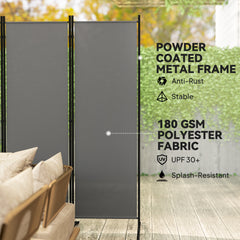 Outsunny 6 Panel Folding Room Divider, 1.7m Privacy Screen with Wide Feet, Portable Freestanding Metal Partition Separator for Office, Living Room, Bedroom, Dining Room, Dark Grey