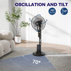 HOMCOM Pedestal Fan with Water Mist Spray, Spray Misting Fan with 70° Oscillation, Tilt Head, 3 Speeds, 3 Modes, Adjustable Mist, 3.2L Water Tank, for Home, 120 cm