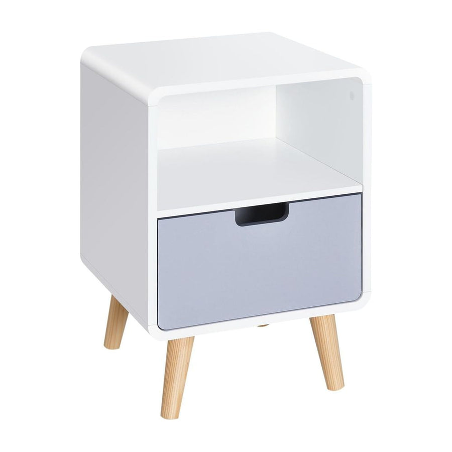 HOMCOM Wooden Bedside Table End Nightstand With Drawer Wood Lamp Desk Storage Unit Bedroom Scandinavian Nordic Style