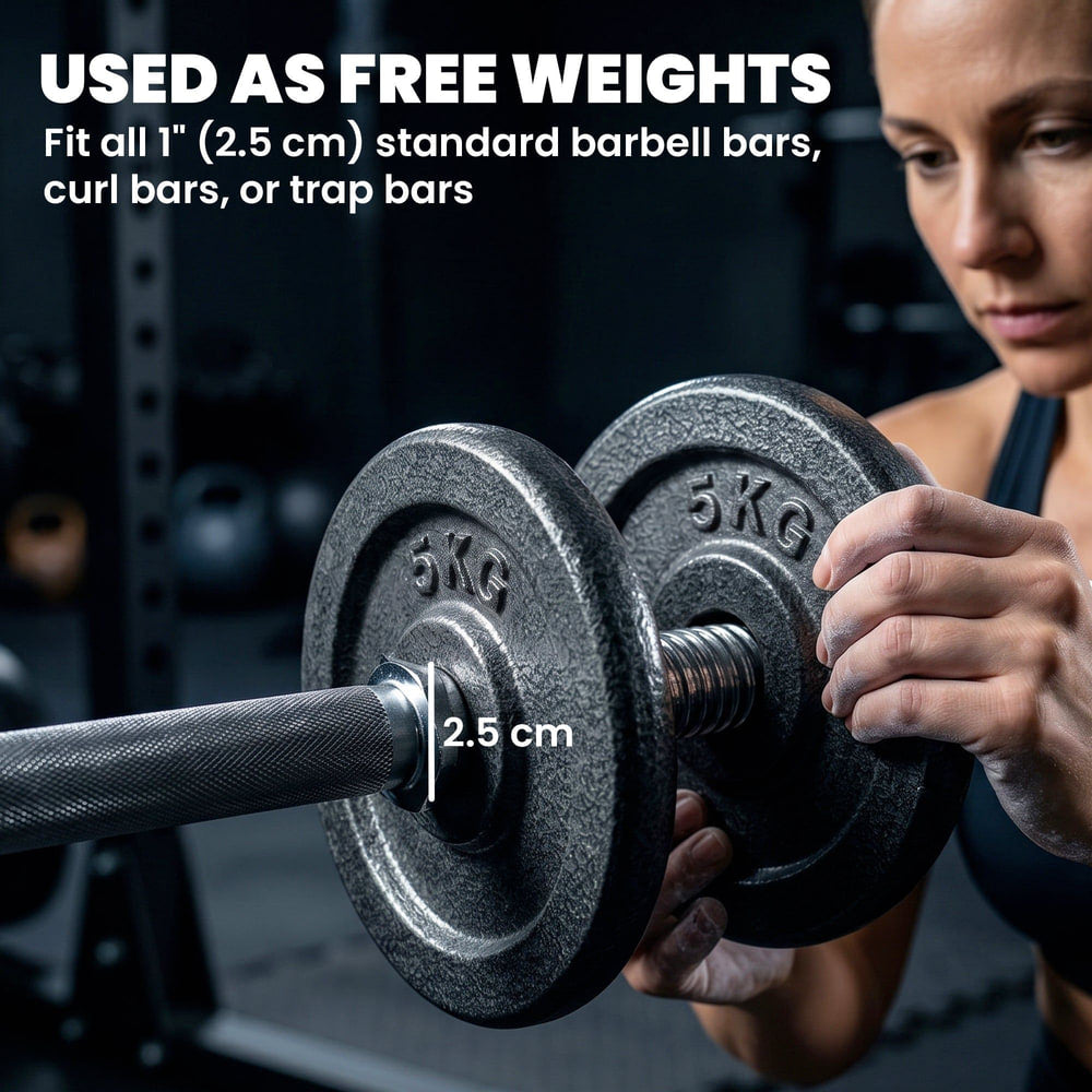 SPORTNOW Weight Plates Set, 1"/2.5cm Weight Disc Pair, 4 x 5kg Metal Dumbbell/Barbell Plates for Home Gym