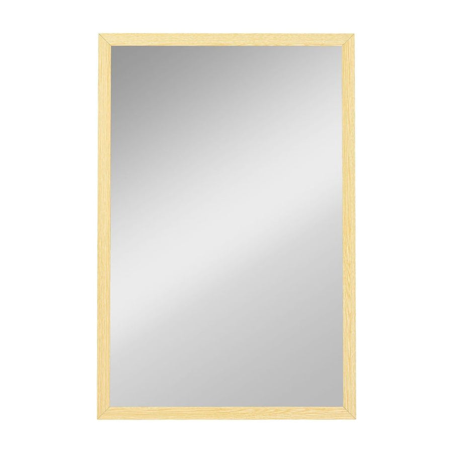 HOMCOM Wall Bathroom Mirror, 60 x 40 cm Wall-Mounted Mirror for Living Room, Bedroom, Hallway, Natural Wood Finish