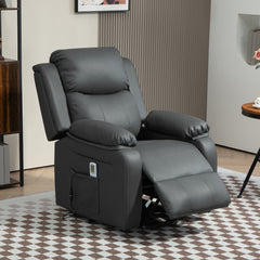 HOMCOM Riser and Recliner Chair with Vibration Massage, PU Leather Power Lift Chair for Elderly, Dark Grey