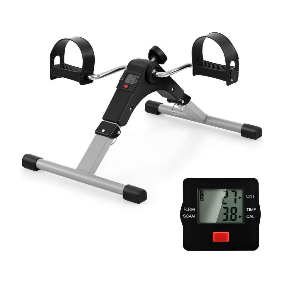Under Desk Exercise Bike Pedal Exerciser with LCD Display for Legs and Arms Workout-Black