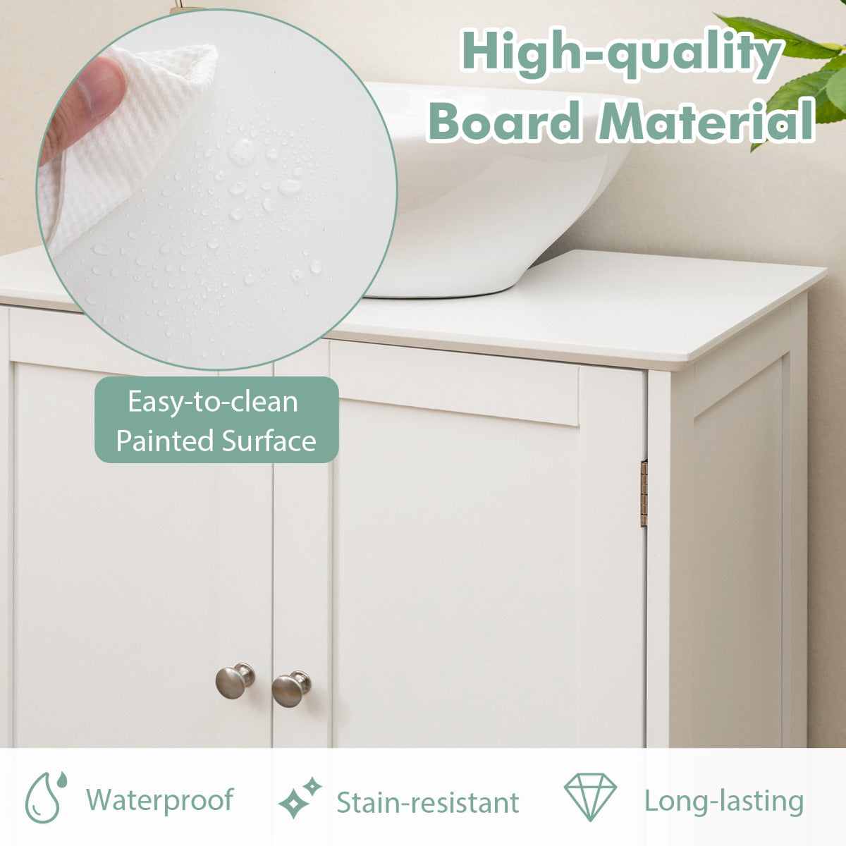 Under Sink Cabinet Freestanding Bathroom Vanity Cabinet-White