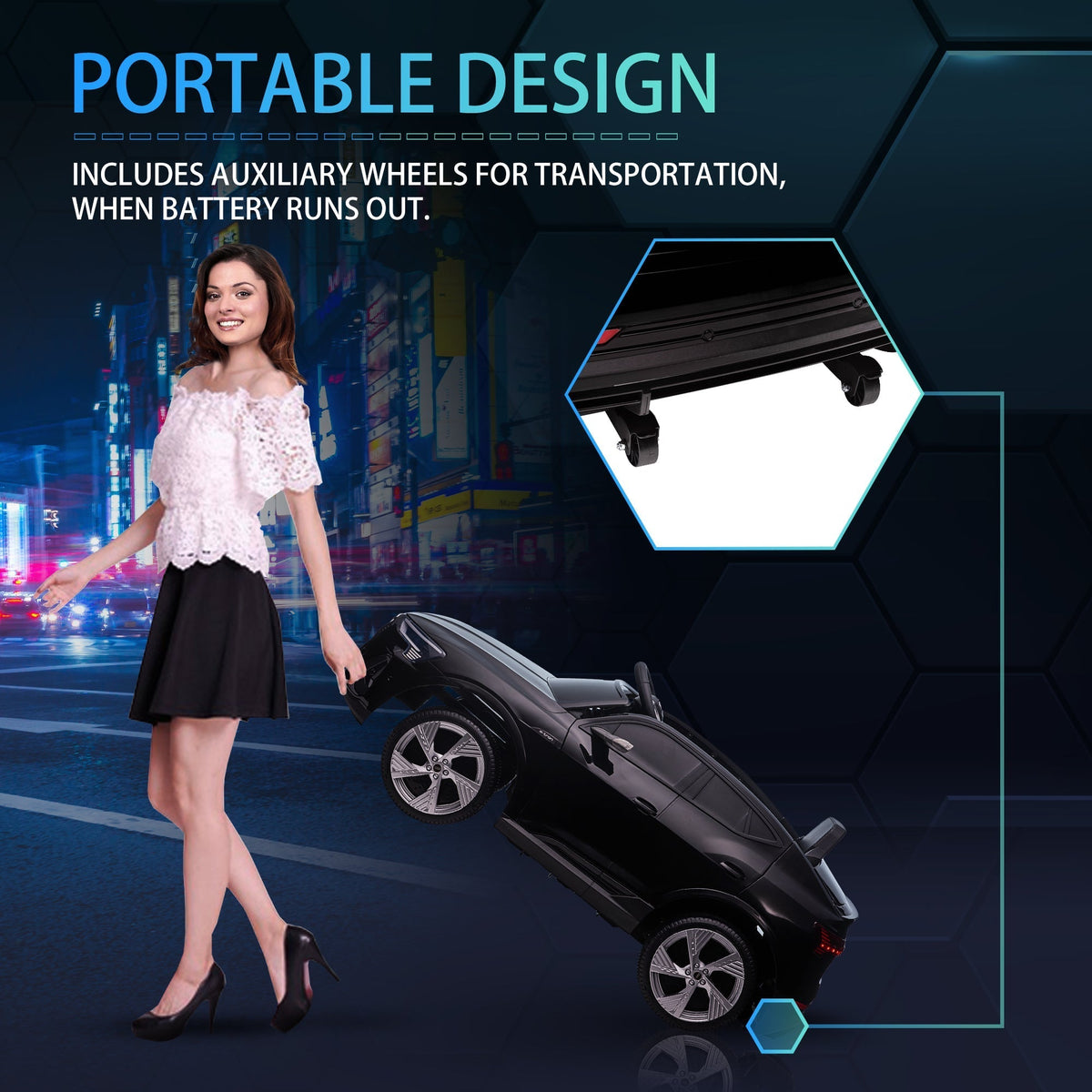 HOMCOM Audi E-tron Licensed 12V Kids Electric Ride on, Electric Car for Kids, with Parental Remote, Music Lights MP3, Suspension Wheels, for 3-5 Years, Black