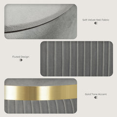 HOMCOM Velvet-Feel Storage Ottoman - Light Grey