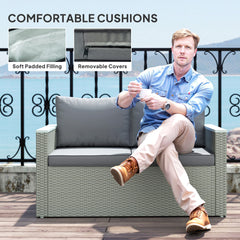 Outsunny Four-Piece Rattan Sofa Set, with Wood-Top Table