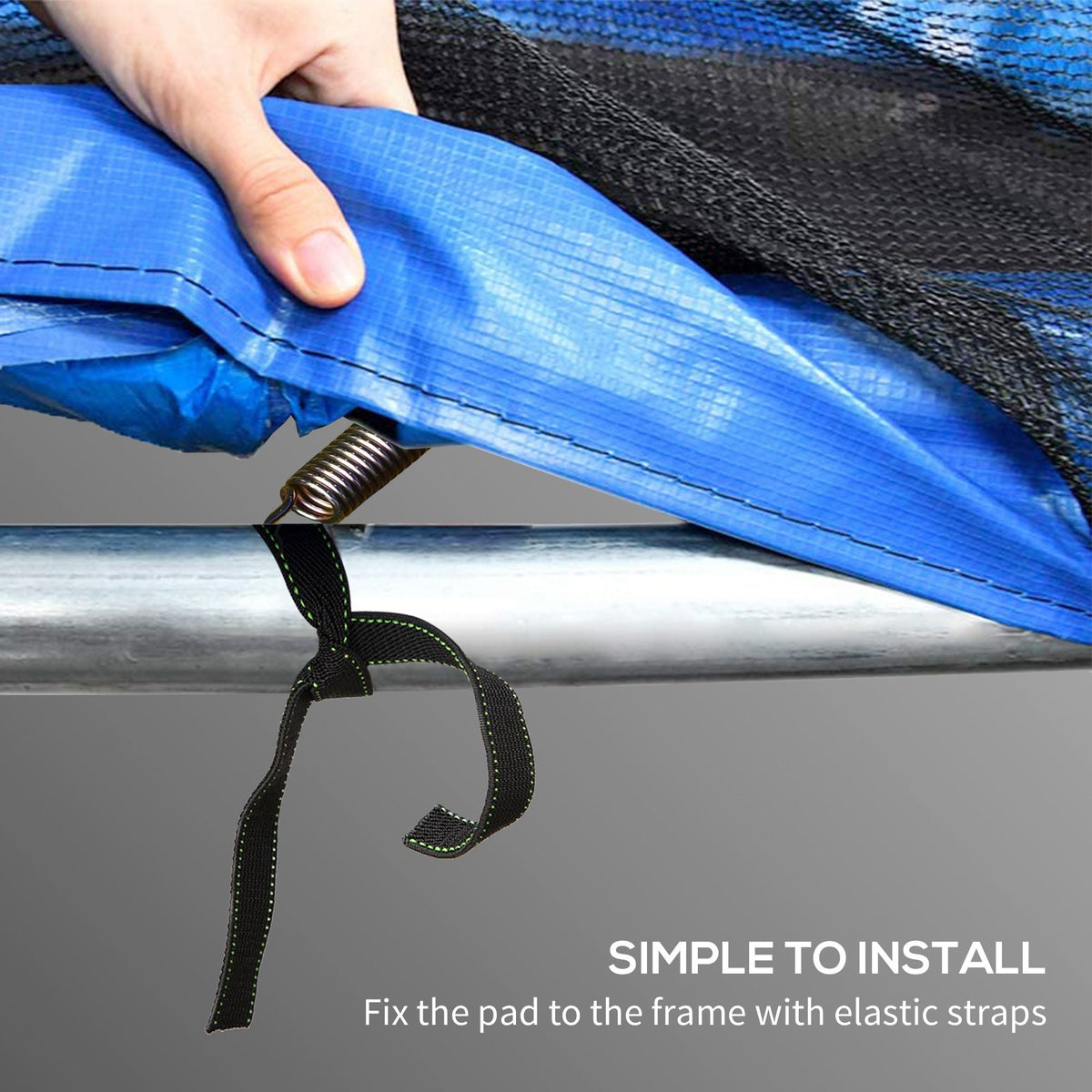 SPORTNOW 12FT Trampoline Spring Cover, Plastic Trampoline Pad Replacement with Elastic Cord, Waterproof, UV Resistant and Tear-Resistant, Multi-Coloured