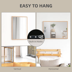 HOMCOM Wall Bathroom Mirror, 70 x 50 cm Wall-Mounted Mirror for Living Room, Bedroom, Hallway, Natural Wood - product image 5