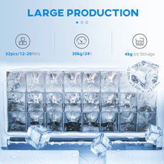 The ice maker has a large ice production capacity