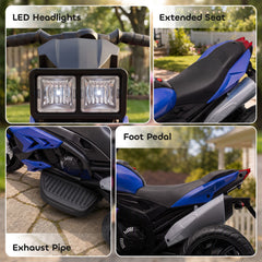 AIYAPLAY Kids Electric Motorcycle Ride-On Toy, 3-Wheel Battery-Operated Motorbike with Horn, Toddler Ride On Bike, Blue