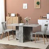 Folding Dining Table, for Small Spaces with 2-tier Shelves, Small Kitchen Table with Rolling Casters, Cement Grey