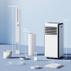 HOMCOM Portable Air Conditioner 7000 BTU, 4-in-1 Air Conditioning Unit with Cooling, Dehumidifier, Fan, Sleep Mode, White