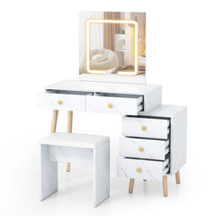 Vanity Desk Makeup Vanity Set with 3 Lighting Modes-White