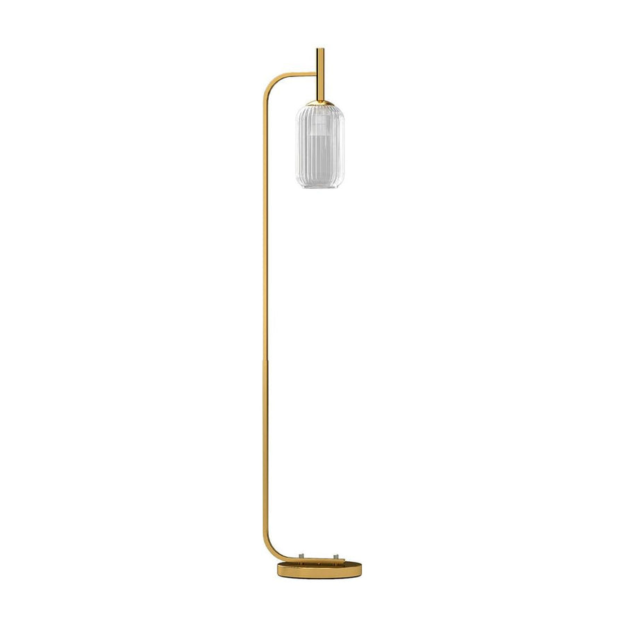 HOMCOM Floor Lamp Living Room Glass Lampshade Modern Standing Foot Switch