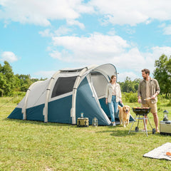 Outsunny Inflatable Camping Tent w/ Air Pump, Easy Setup 2-3 Person Blow Up Tent, Green