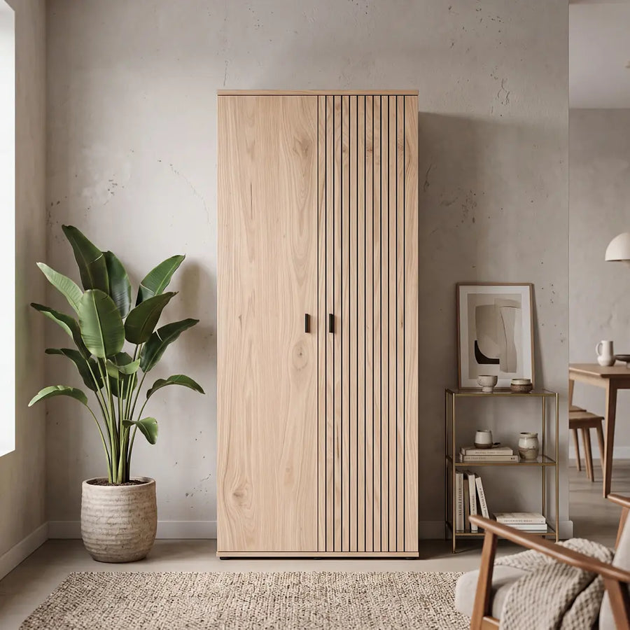 Verniq Hinged Door Wardrobe 90cm in Oak Natural