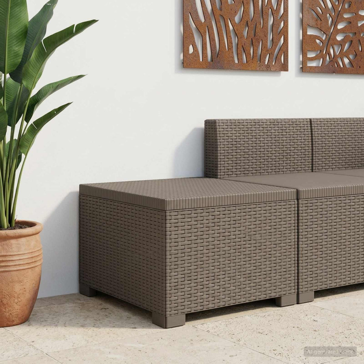 vidaXL 1-Seater Garden Sofa Rattan Look PP Light Grey 55 x 55 x 39 cm 1