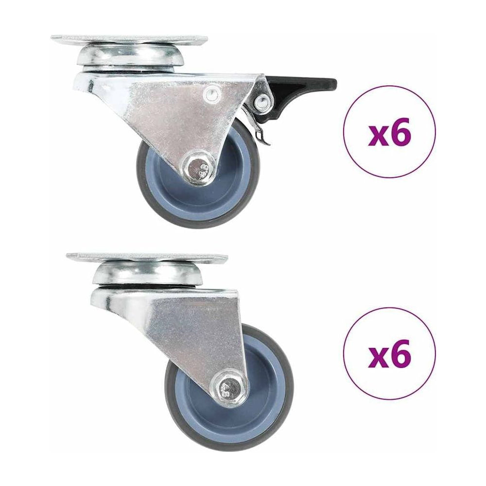 12 pcs Twin-wheel Swivel Casters 50 mm