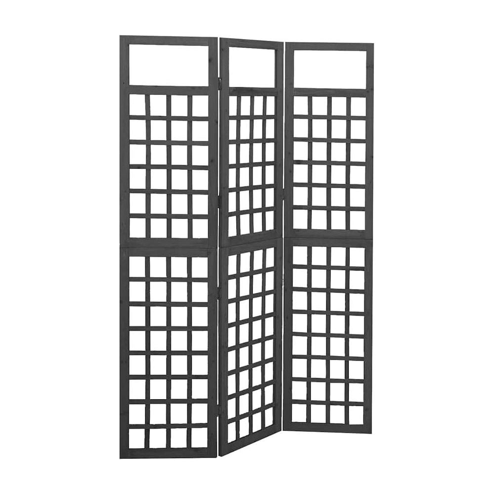 3-Panel Room Divider/Trellis Solid Fir Wood Black