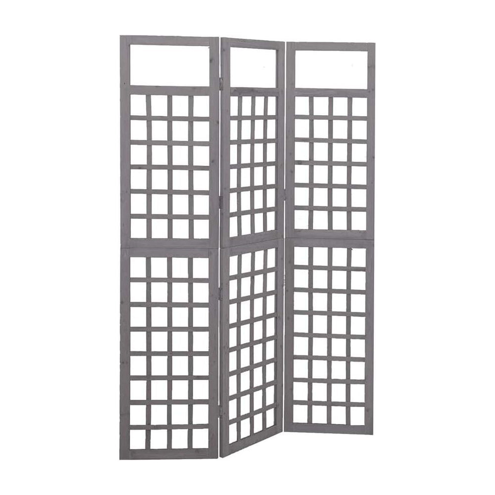 3-Panel Room Divider/Trellis Solid Fir Wood Grey