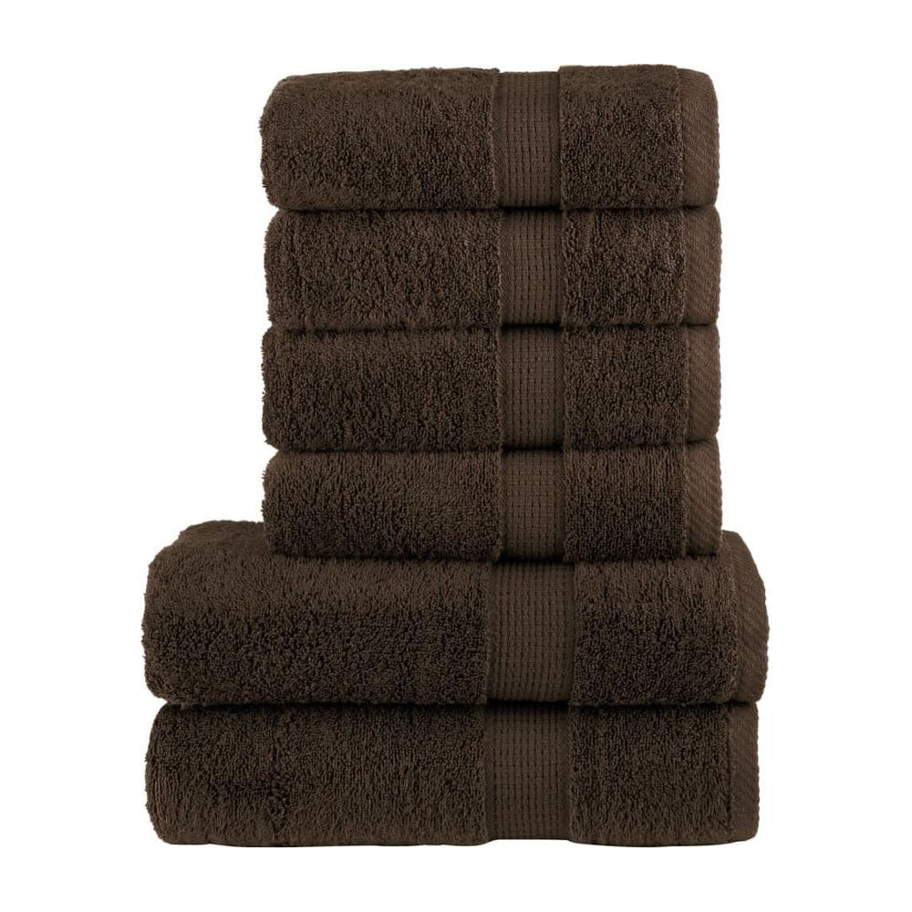 6 Piece Premium Towel Set SOLUND Brown 600 gsm