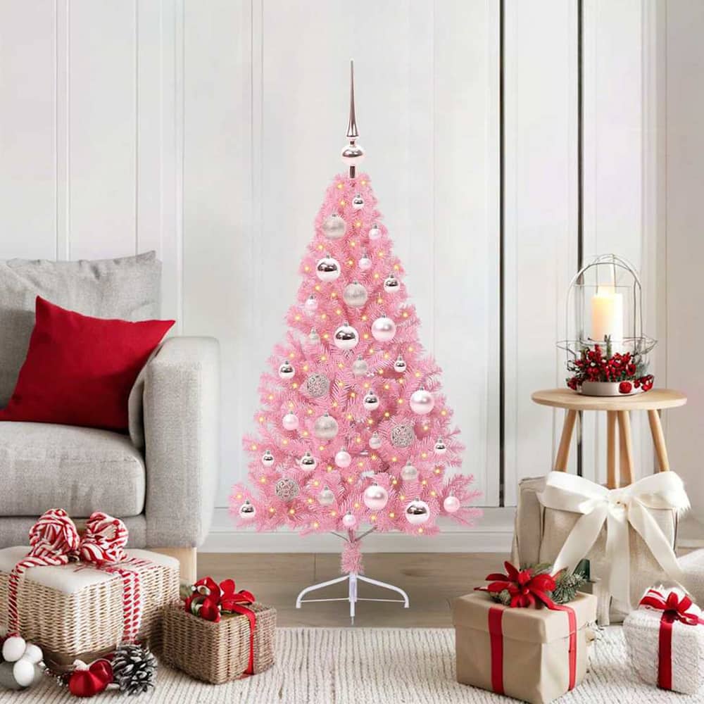 vidaXL Artificial Pre-lit Christmas Tree Pink 120 cm PVC 1