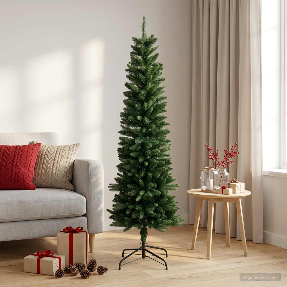 vidaXL Artificial Slim Christmas Tree 120 cm PE and PVC Green 1