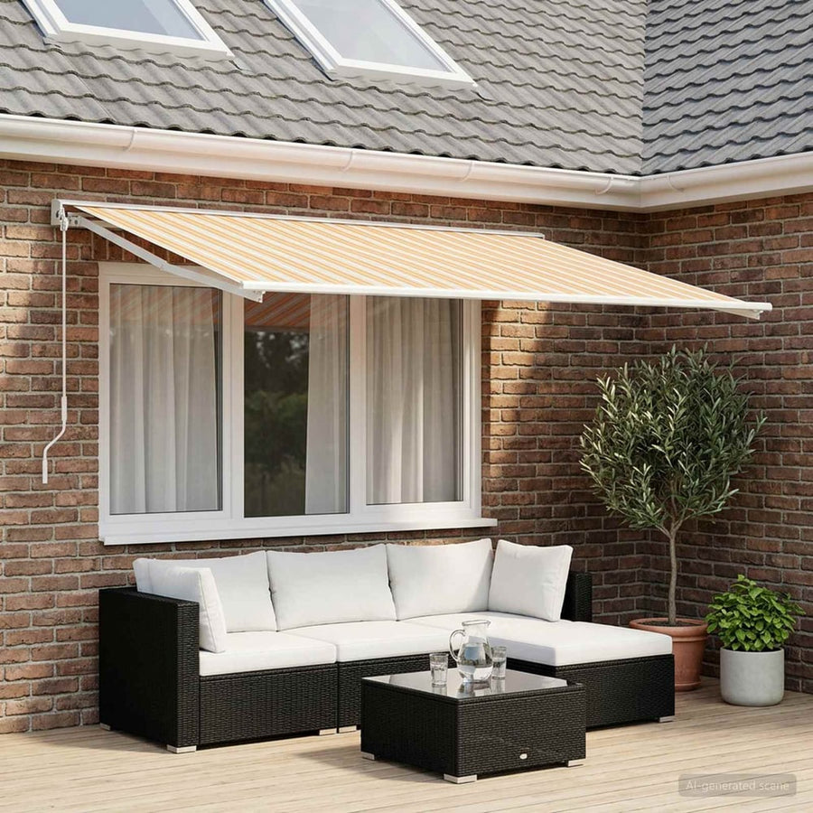 Awning Replacement Fabric Blue and Orange