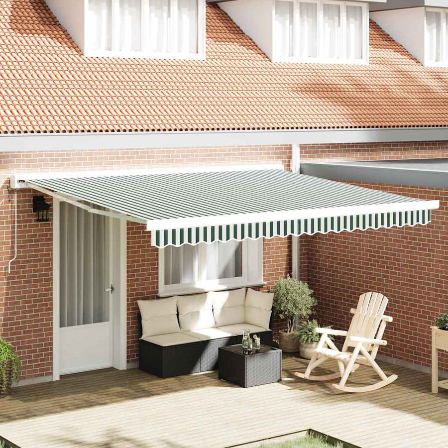 vidaXL Awning Replacement Fabric Green and White 380 x 295 cm 1