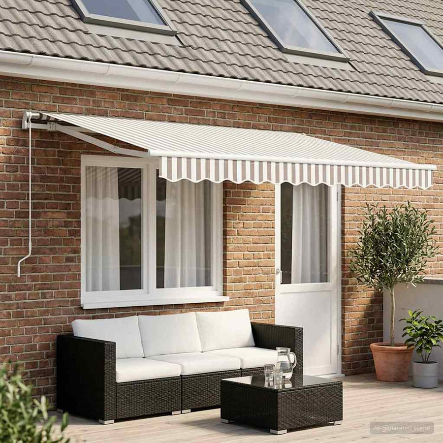 Awning Canopy Replacement for Light Grey&White Stripe