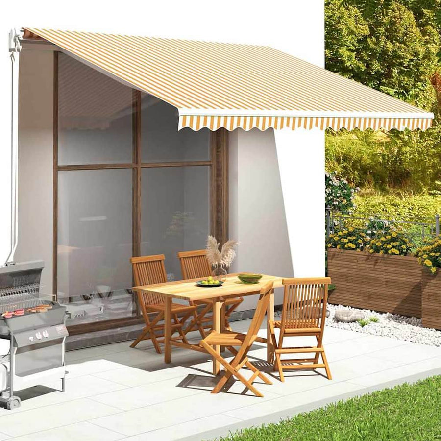 Awning Replacement Fabric Yellow and White Polyester