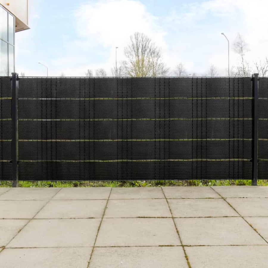 Balcony Screens 5 pcs Black Poly Rattan