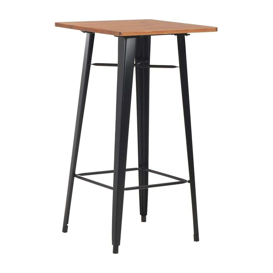 Bar Table Black Solid Pine Wood Steel