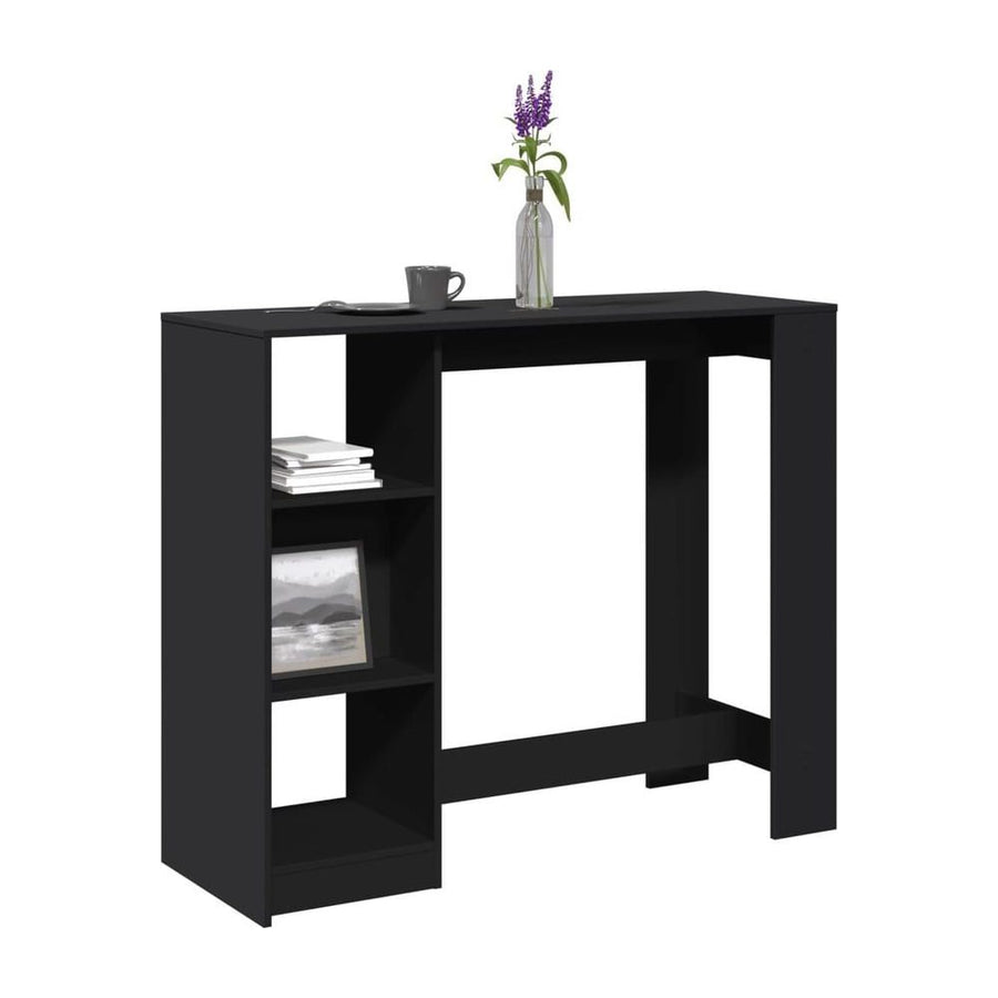 Bar Table with Shelf Black Engineered Wood