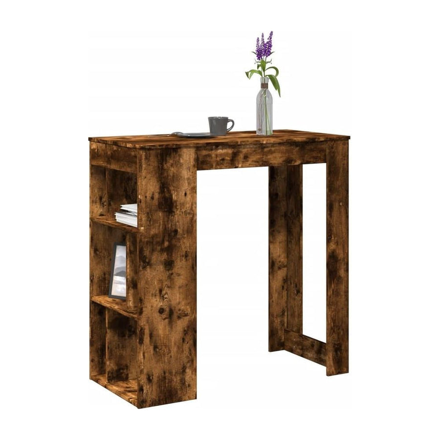 Bar Table with Racks Smoked Oak Engineered Wood