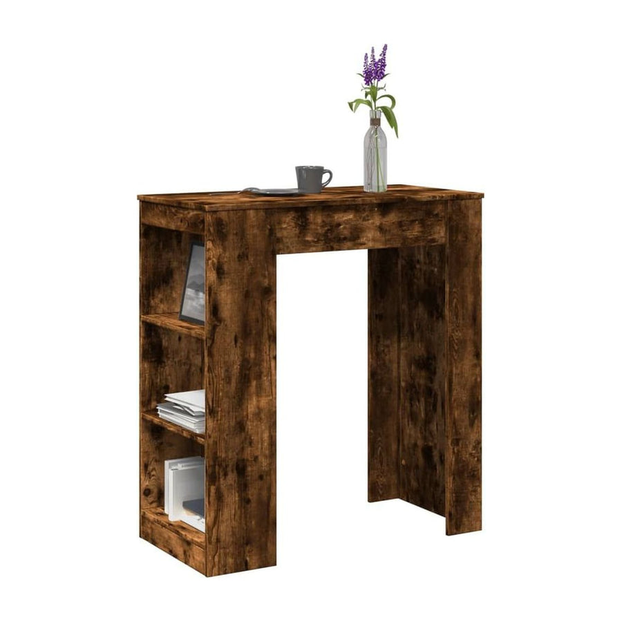 Bar Table with Racks Smoked Oak Engineered Wood