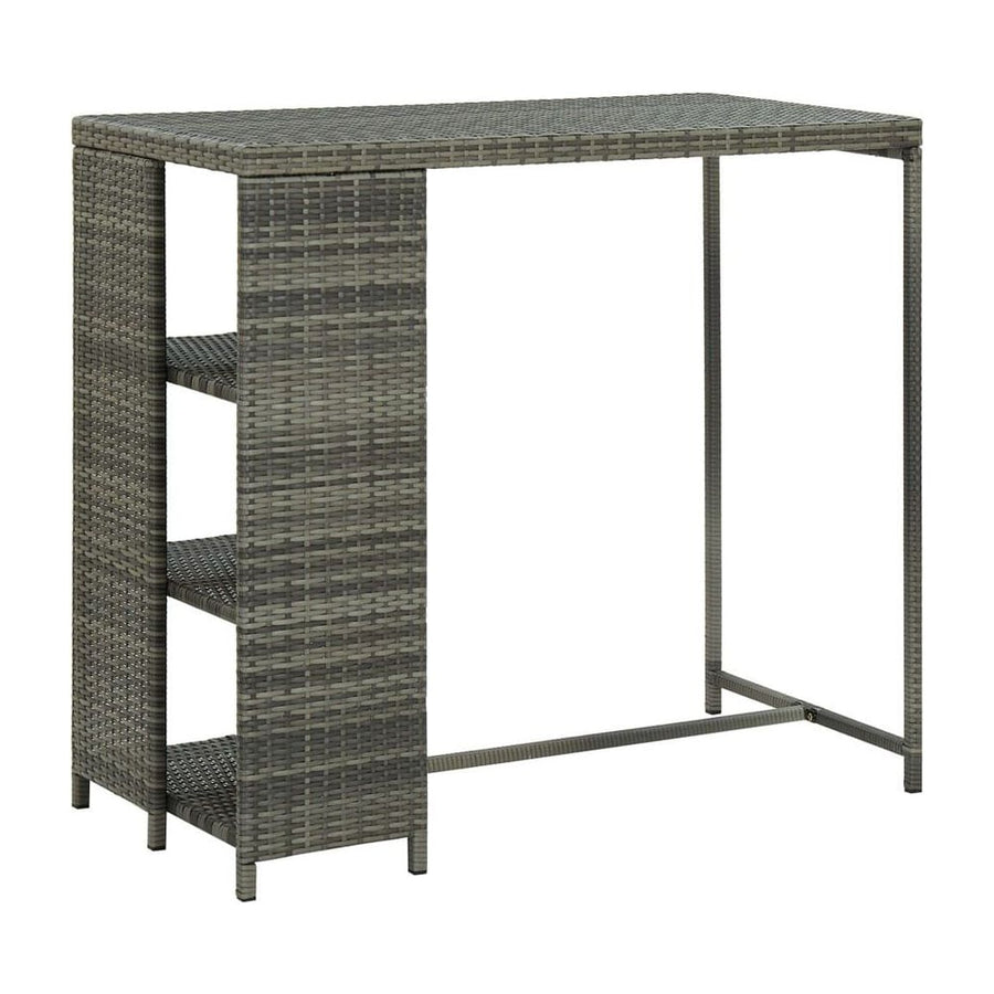 Bar Table with Storage Rack Grey Poly Rattan