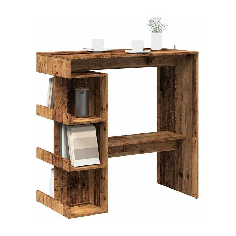 Bar Table with Storage Rack Old Wood