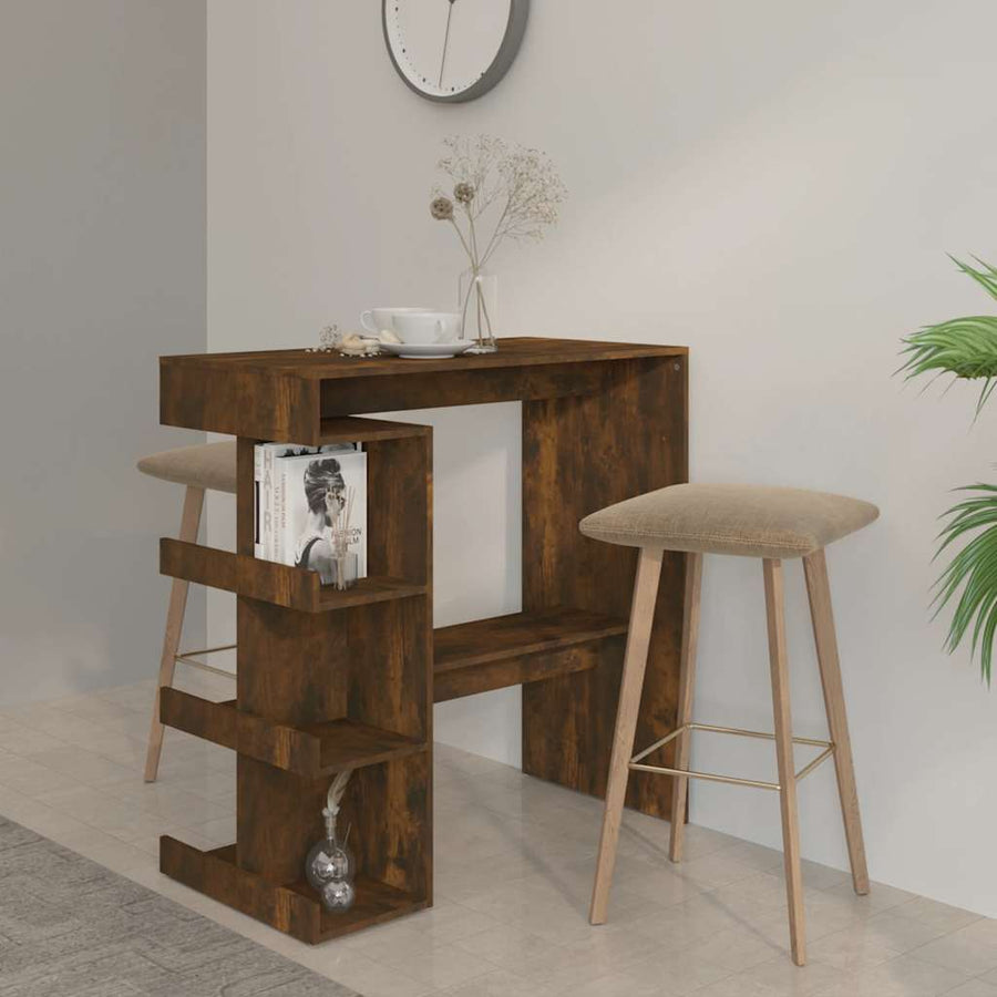 Bar Table with Storage Rack Smoked Oak