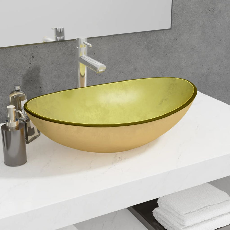 Basin Tempered Glass Gold