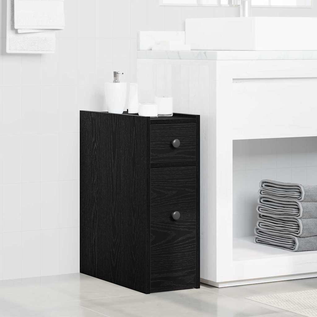 vidaXL Bathroom Cabinet 21.5 x 50 x 60 cm Engineered wood Black Oak 1