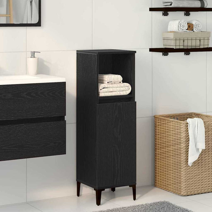 Bathroom Cabinet Black Oak Engineered Wood