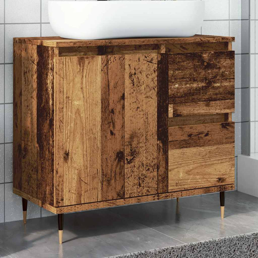 Bathroom Cabinet Old Wood Engineered Wood