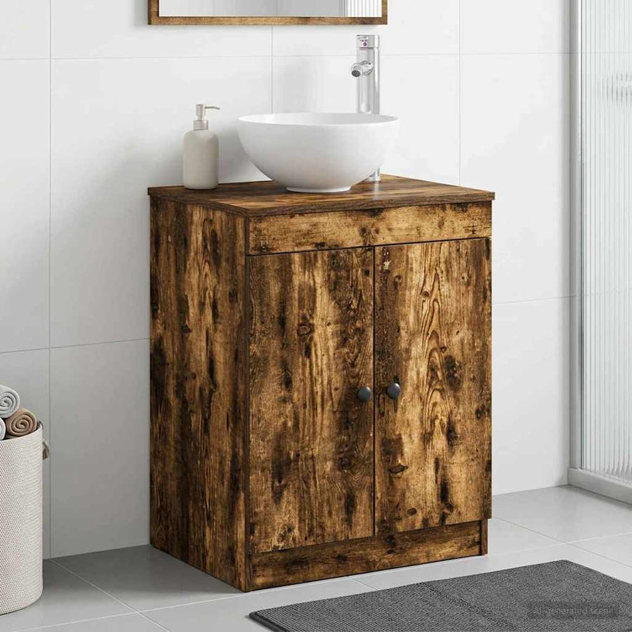 Bathroom Cabinet Smoked Oak Engineered Wood