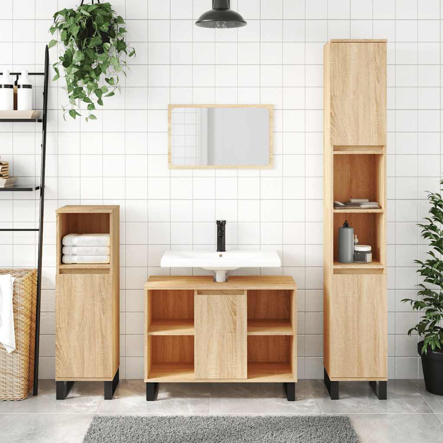 Bathroom Cabinet Sonoma Oak Engineered Wood